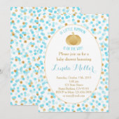 Kleine pompoen op de weg uitnodiging Blauw Goud (Voorkant / Achterkant)