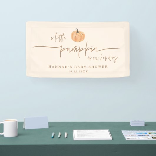 Kleine pompoen op haar weg Herfst Baby shower bann Spandoek (Beurs)