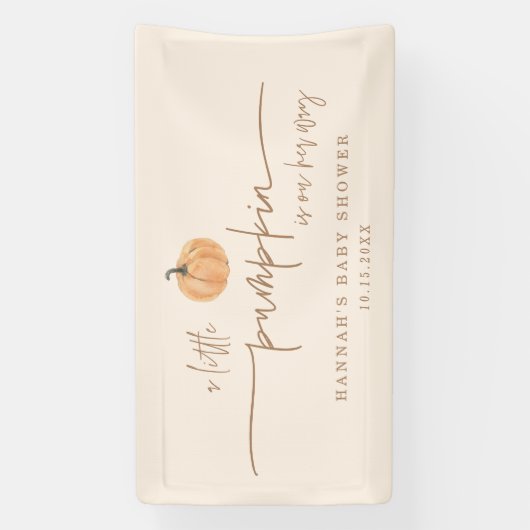 Kleine pompoen op haar weg Herfst Baby shower bann Spandoek (Verticaal)