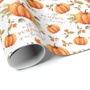 Kleine Pompoen Op Komst Aquarel Baby Shower Cadeaupapier