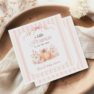 Kleine Pompoen Op Komst Roze Strik Baby Shower Servet