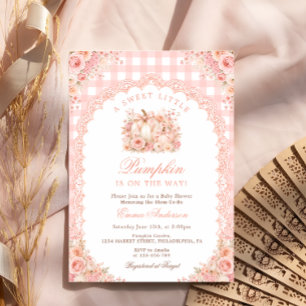 Kleine Pompoen op Weg Boog Meisje Baby Shower Kaart