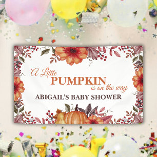 Kleine Pompoen Op Weg Herfst Bloemen Baby Shower Spandoek