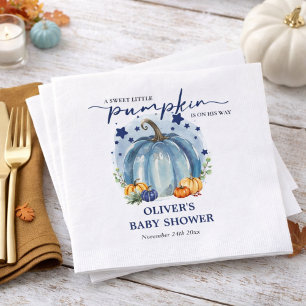 Kleine Pompoen Op Weg Jongen Baby Shower Papier Servet