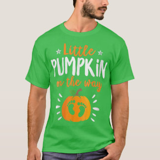 Kleine pompoen op weg naar aankondiging van zwange t-shirt