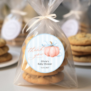 Kleine pompoen op weg naar Baby shower Dank je Ronde Sticker