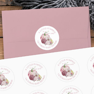 Kleine pompoen op weg naar roze Baby shower Ronde Sticker