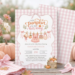 Kleine Pompoen Op Weg Roze Baby Shower Kaart