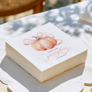 Kleine Pompoen op Weg Roze Strik Baby Shower Servet