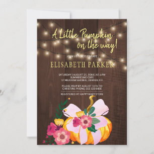 Kleine pompoen op weg rustige babyshower voor meis kaart