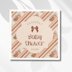 Kleine Pompoen Oranje Gestreepte Strik Baby Shower Servet