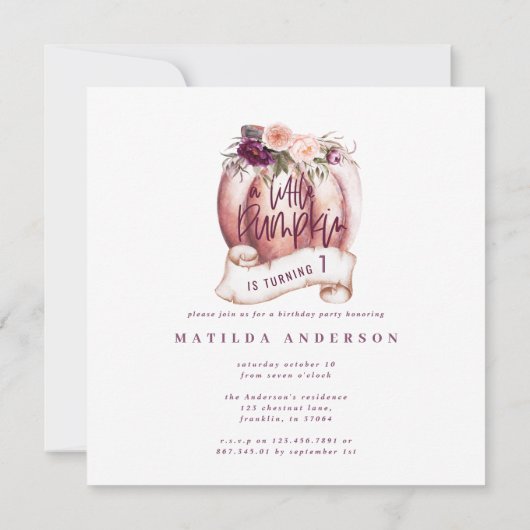 kleine pompoen paarse verjaardag multi-foto (Achterkant)