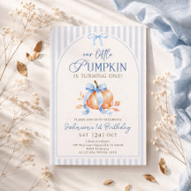 Kleine Pompoen Pastelblauwe Boog Herfst Verjaardag