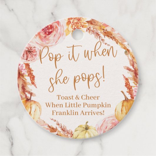 Kleine pompoen Poppen het als ze poppen met FAVOR- Bedankjes Labels (Voorkant)