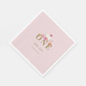 Kleine Pompoen Roze Bow Rozen Stippen 1e Verjaarda Servet (Hoek)