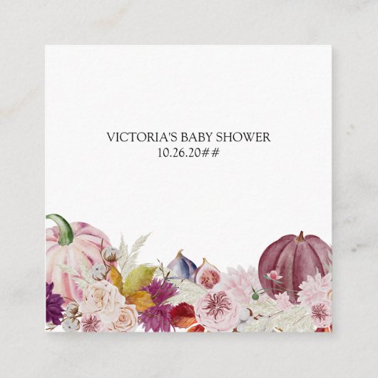 Kleine Pompoen Roze Display Douche Behuizing Kaart (Achterkant)