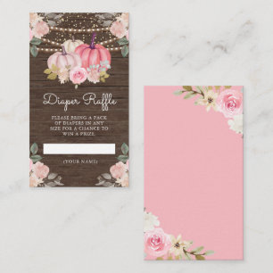 Kleine Pompoen Roze Gouden Bloemen Houten Luier Ra Informatiekaartje