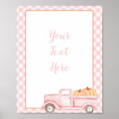 Kleine pompoen roze plaid en truck teken sjabloon poster (Voorkant)