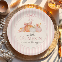 Kleine Pompoen Roze Strik Baby Shower Papieren Bor