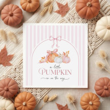 Kleine Pompoen Roze Strik Baby Shower Servetten