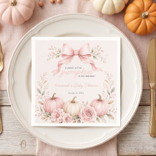 Kleine Pompoen Roze Strik Meisje Baby Shower Servet