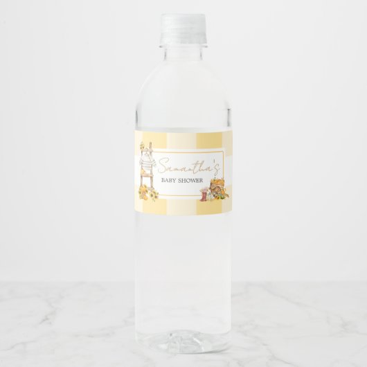 Kleine pompoen rustiek Baby shower Waterfles Etiket (Voorkant)