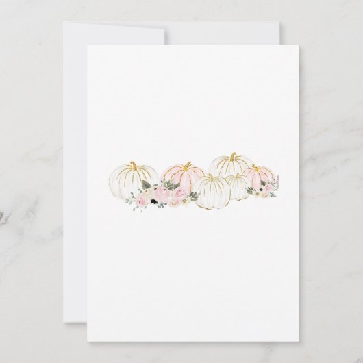 Kleine pompoen rustieke bloemen 1e verjaardagsfees kaart (Achterkant)