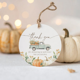Kleine pompoen Rustische Herfst Baby shower Bedankjes Labels