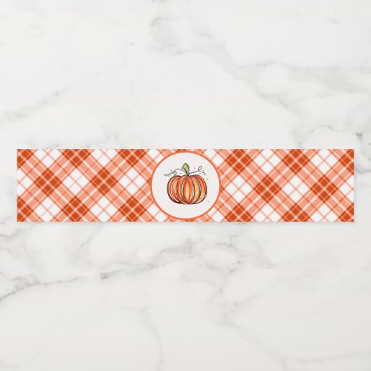 Kleine pompoen Sinaasappel geruite verjaardag Waterfles Etiket (Enkel label)