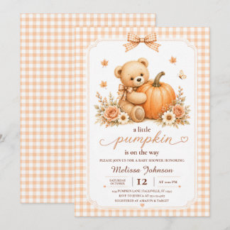 Kleine Pompoen Teddybeer Herfst Baby Shower Kaart
