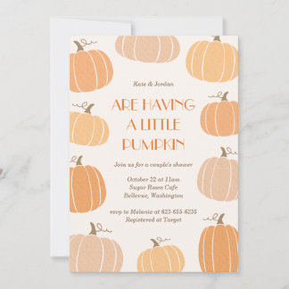 Kleine pompoen tekening herfst koppels baby shower kaart