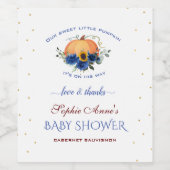 Kleine pompoen thanksgiving baby shower voor jonge wijn etiket (Enkel label)