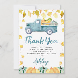 Kleine Pompoen Truck Baby Shower Bedankkaart Kaart