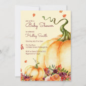 Kleine pompoen, valbladeren baby shower kaart (Voorkant)