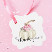 Kleine pompoen Waterverf Roze Floral Hartelijk dan Bedankjes Labels