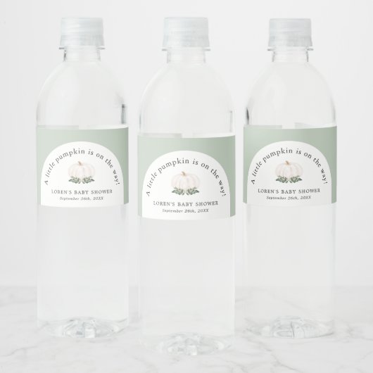Kleine pompoen zijn onderweg naar Baby shower Waterfles Etiket (Flessen)
