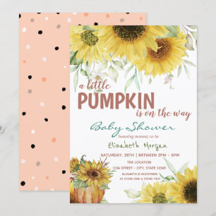 Kleine Pompoen Zonnebloemen,Stippen Baby Shower Kaart