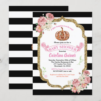 Kleine pompoenbaby douche roze kaart