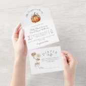 Kleine pompoenboog minimaal neutraal Baby shower All In One Uitnodiging (Afscheurbaar)