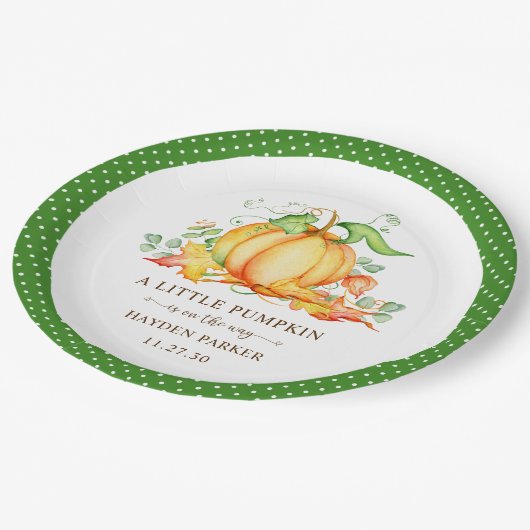 Kleine pompoenen Baby shower Papieren Bordje (Gekanteld)