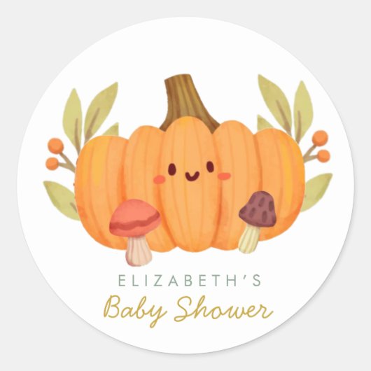 Kleine pompoenen Baby shower Ronde Sticker (Voorkant)
