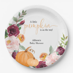 Kleine pompoenen herfst baby shower papieren bordje