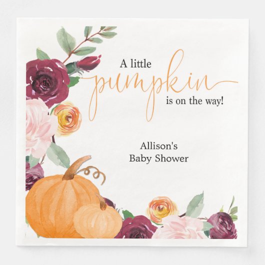 Kleine pompoenen herfst baby shower servet (Voorkant)