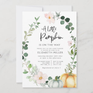 kleine pompoengroenerige baby shower met blozen bl kaart