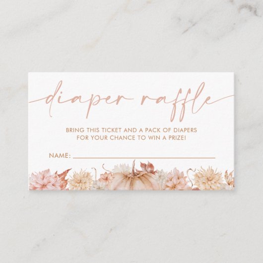 Kleine pompoenHerfst Baby shower Diaper Raffle Informatiekaartje (Voorkant)