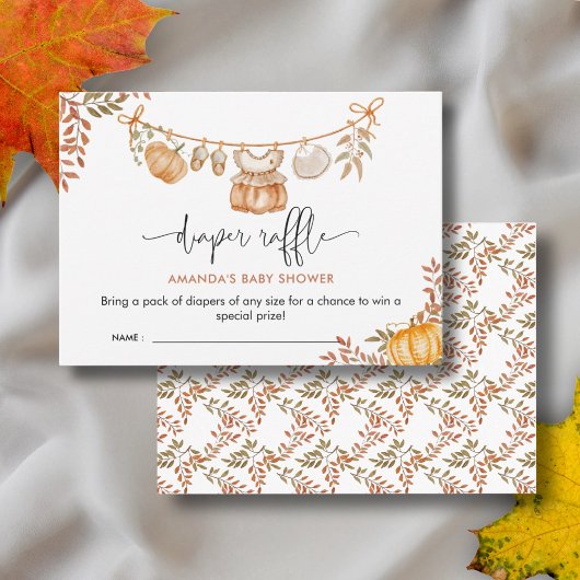 Kleine pompoenHerfst Baby shower Diaper Raffle Informatiekaartje