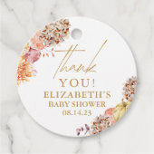 Kleine pompoenHerfst Floral Baby shower Bedankjes Labels (Voorkant)
