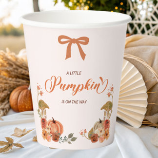 Kleine pompoenHerfst Floral Baby shower Papieren Bekers