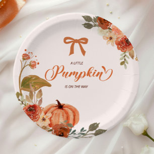 Kleine pompoenHerfst Floral Baby shower Papieren Bordje