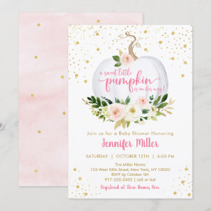 Kleine pompoenroze Baby shower Kaart